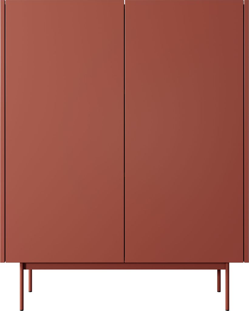Highboard Color KD-97 Kommode 97x37x122cm Grifflos Keramikrot Eiche Linea