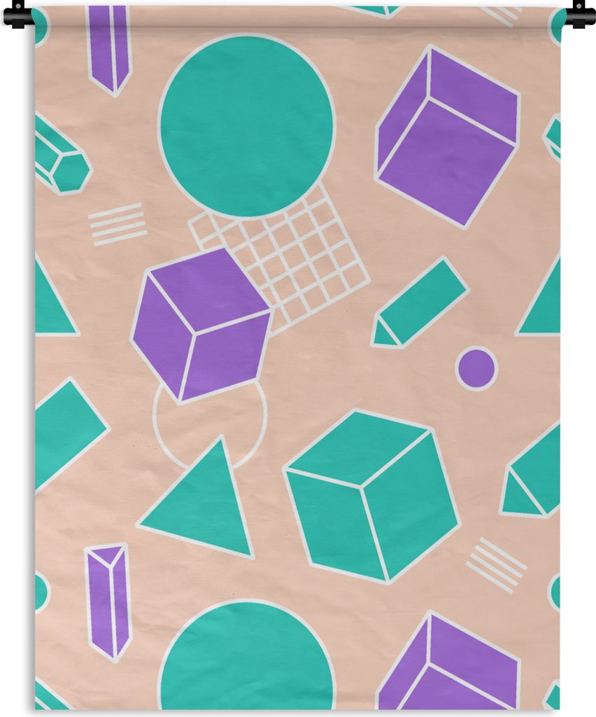 MuchoWow Wandteppich Wandbehang Vintage - Muster - Blöcke 60x80 cm Tapisserie Dekoration Wandtuch - Decke - Wandtücher - Wohne
