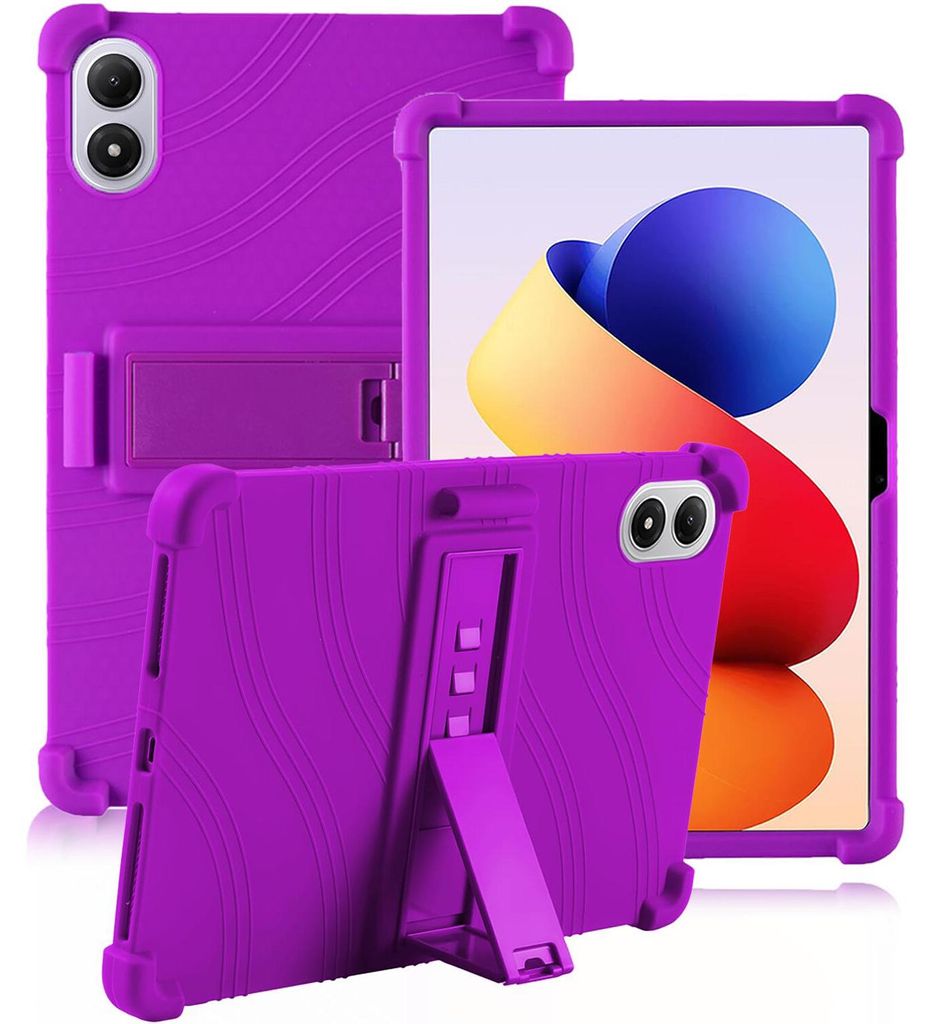 Tablet Hülle für Xiaomi Redmi Pad 2 Pro 2025 12,1", Stoßfeste Weiches Silikon Schutzhülle mit Standfunktion Lila