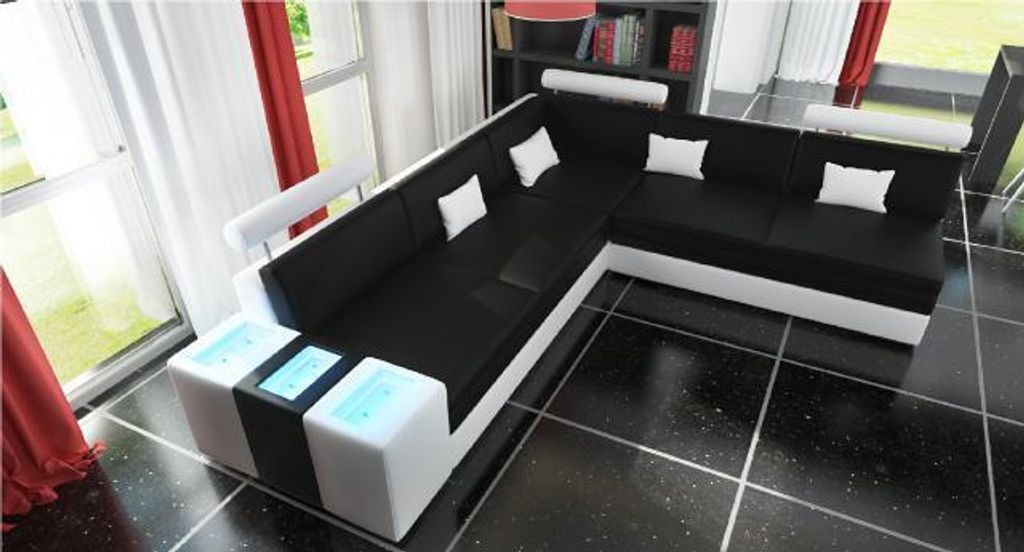Wohnlandschaft Sofa Couch Eck Polster Textil Stoff Leder Garnitur Couchen Sofas