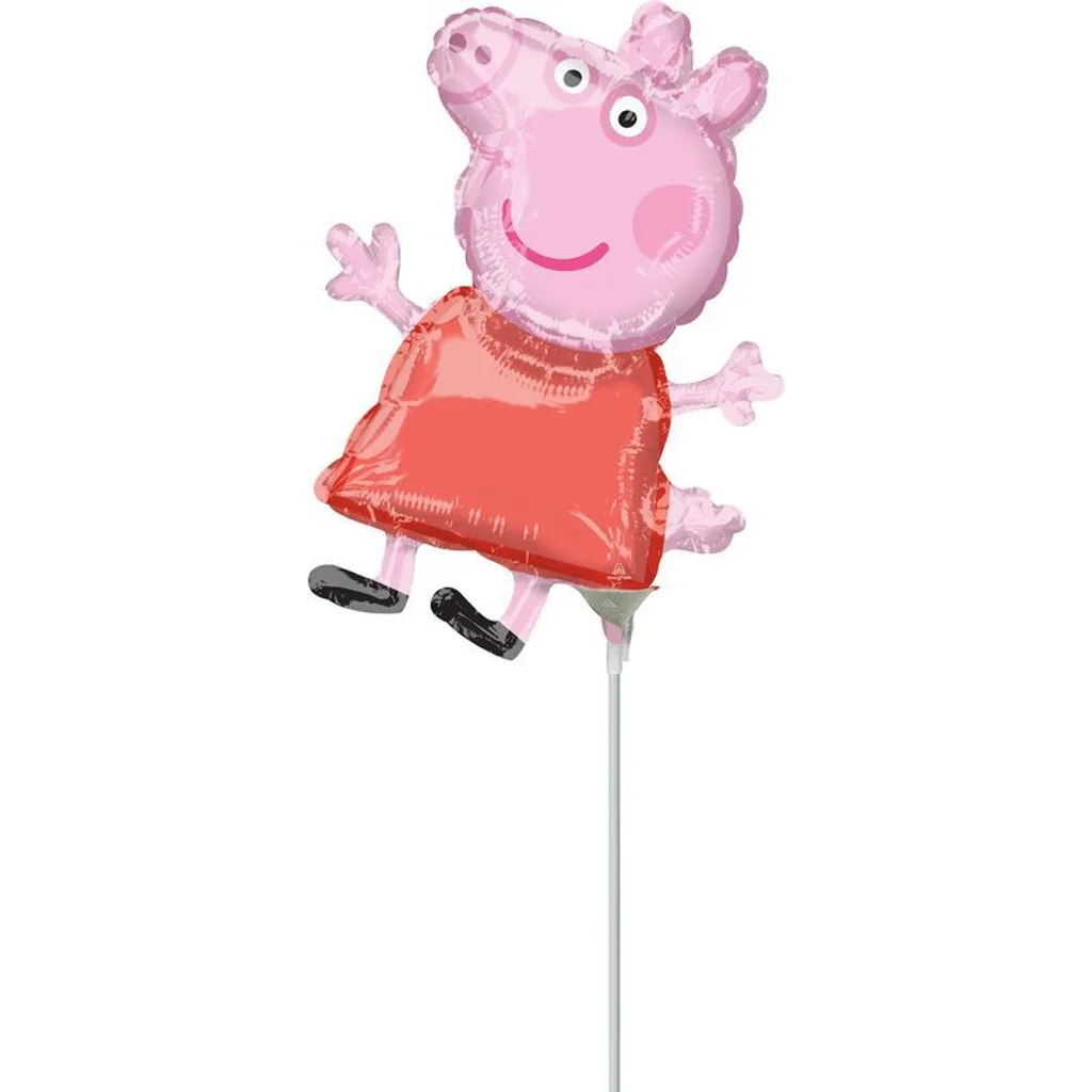 Ballon Peppa Pig 2 sur tige pour cadeau d'invité anniversaire enfant