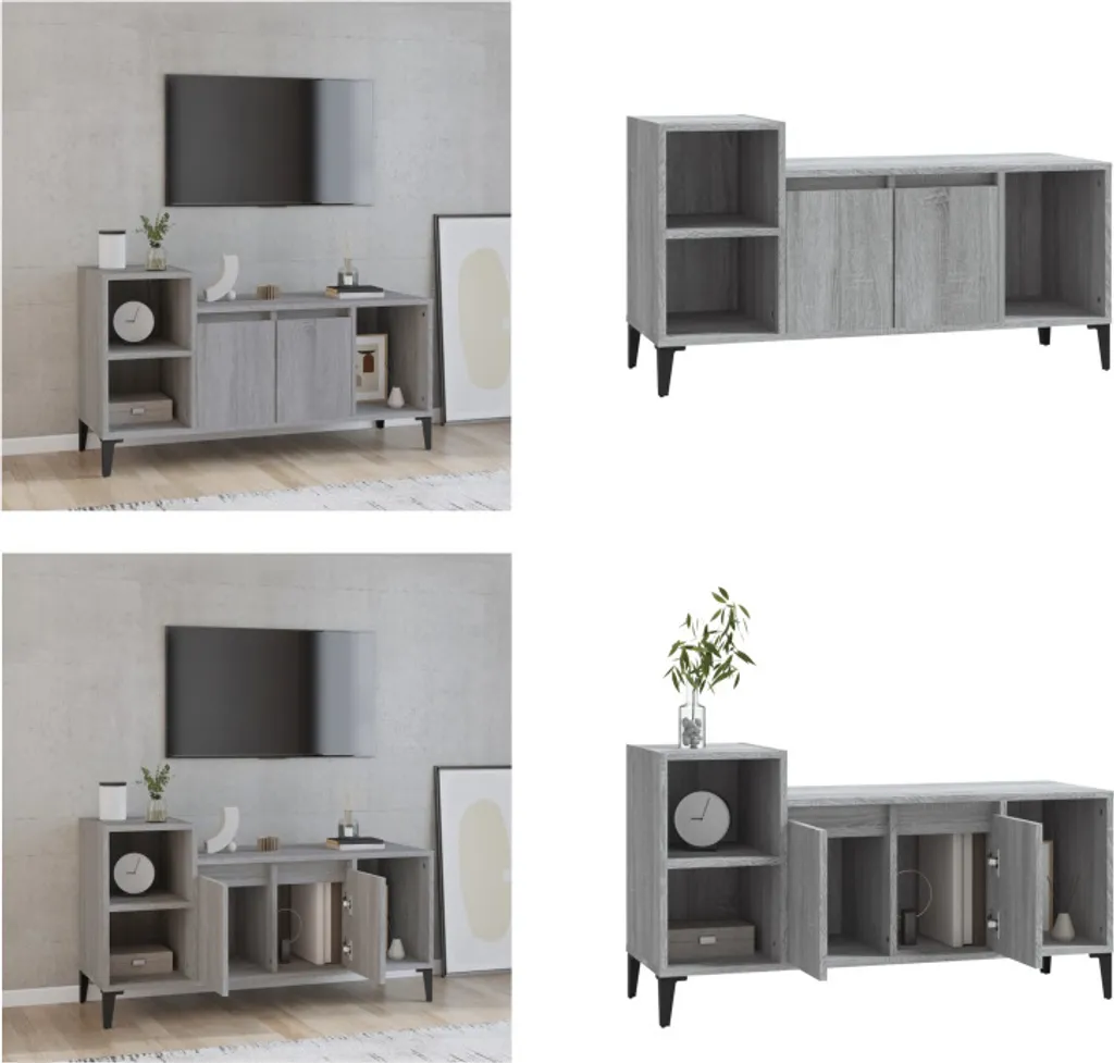 Mobile TV Grigio Sonoma 100x35x55 cm | Porta TV vidaXL in Legno Multistrato