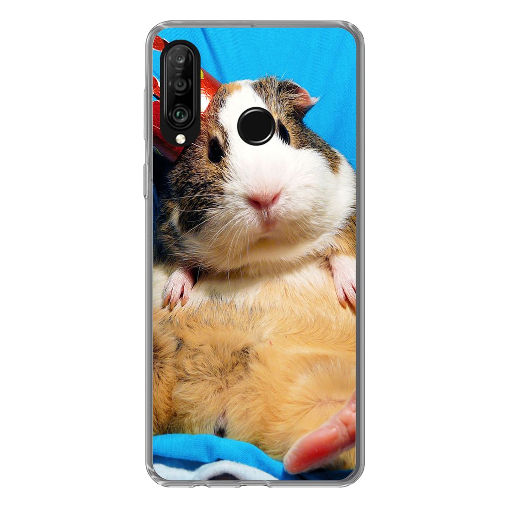 MuchoWow Handyhülle Schutzhülle Hülle für Huawei P30 Lite Meerschweinchen - Lustig - Krone - Kinder - Jungen - Mädchen - Kind Silikon Softca...