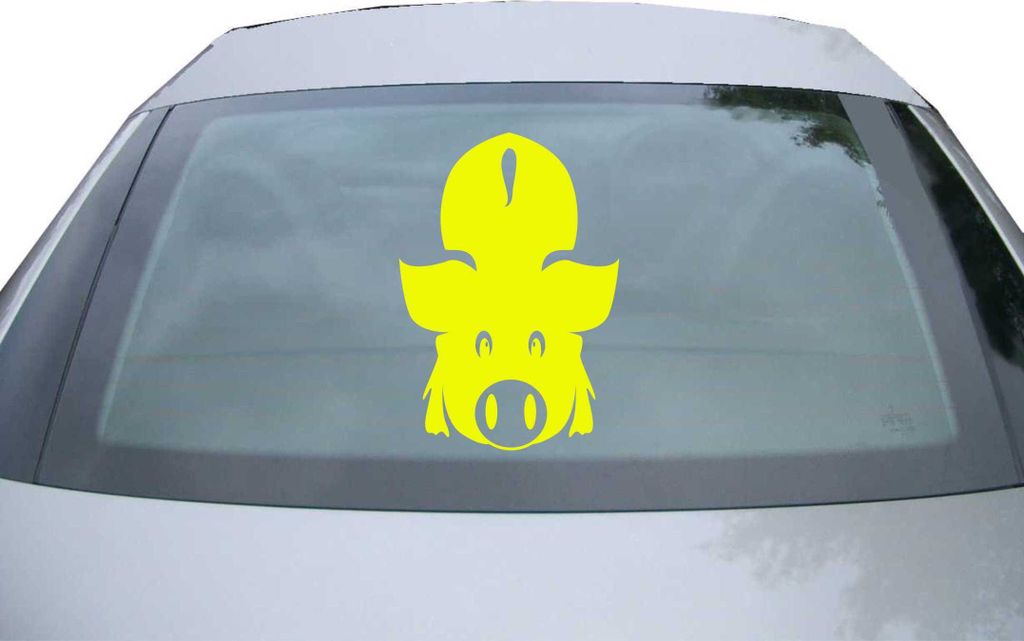 Indigos UG - Aufkleber Heckscheibe & Motorklappe DE7015 - neongelb - 600x415 mm - Geiles Schwein - DU Sau - Auto Scheiben Fenster Heckklappe Tuning...