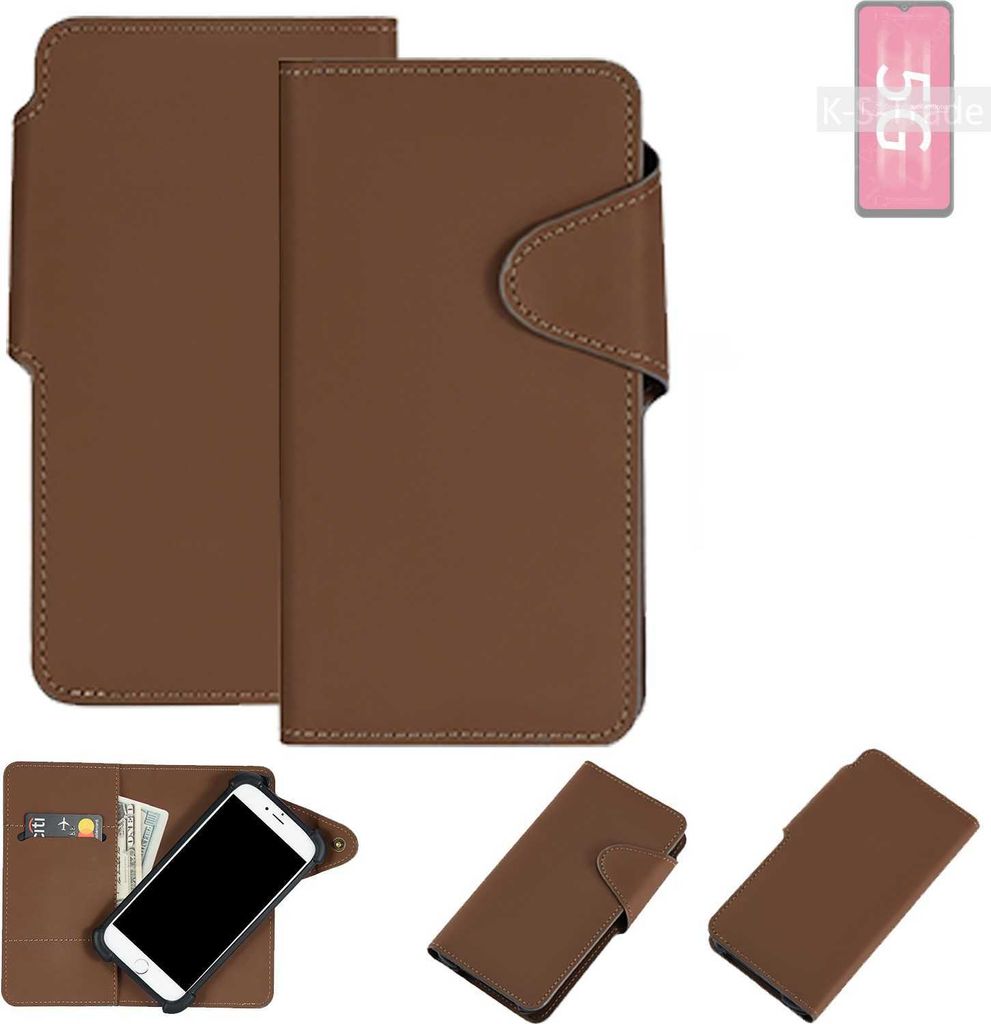 K-S-Trade Schutzhülle Klapphülle Kunstleder für ZTE Blade 20 5G braun Handy Hülle Wallet Case