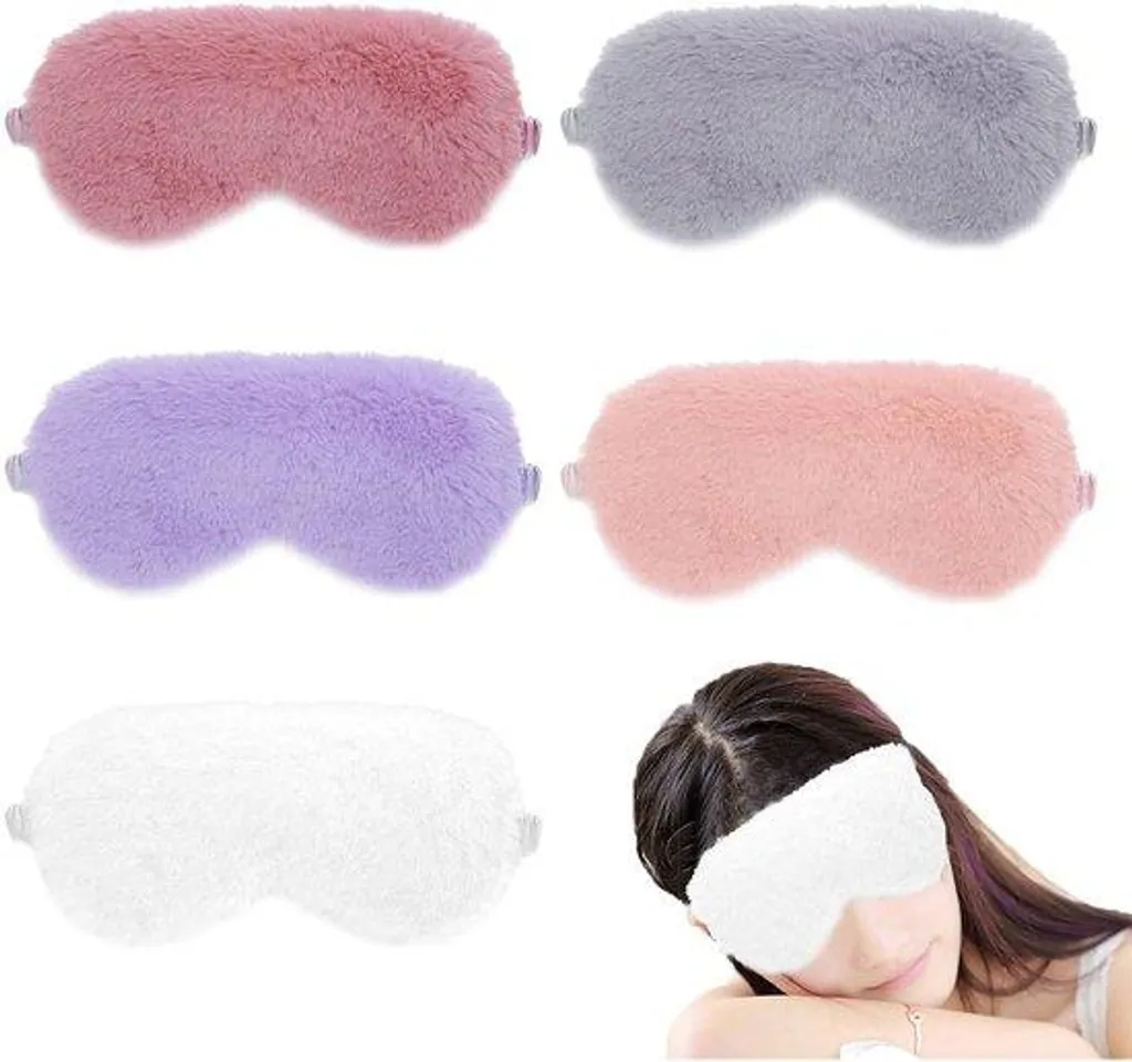Lot de 5 masques de sommeil noirs en peluche douce avec élastique