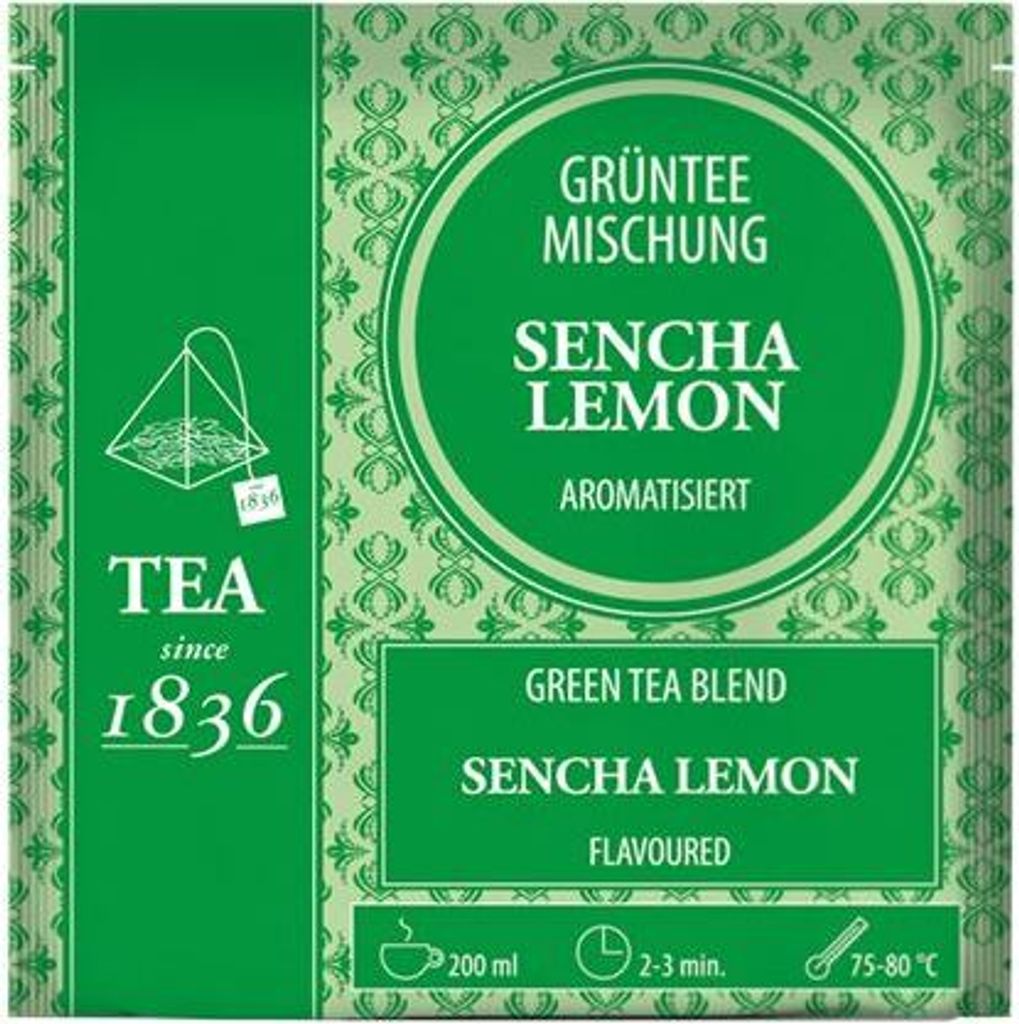 Grünteemischung Lemon aromatisiert 50 Pyramidenbeutel im Sachet à 3 g