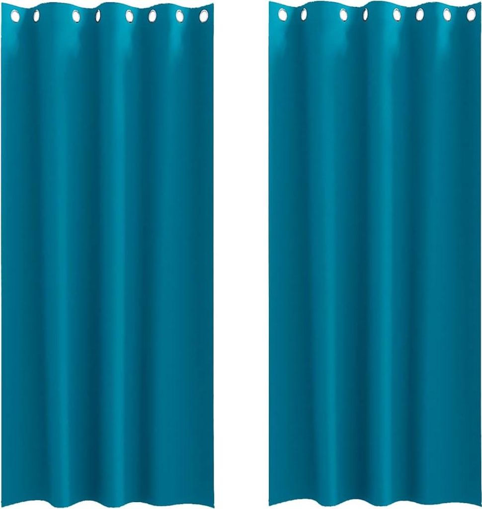 vidaXL Verdunkelungs-Vorhänge mit Ringen 2 pcs Türkis 245 x 140 cm