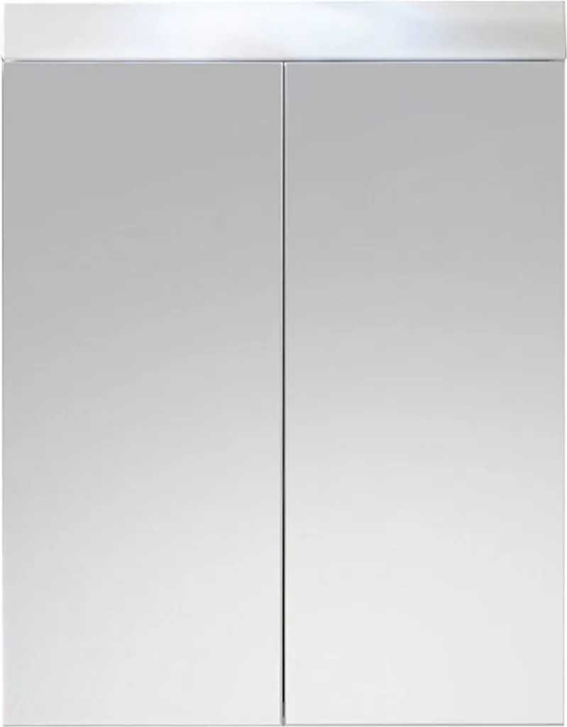 Meuble de salle de bain avec miroir armoire murale 2 portes blanc laqué