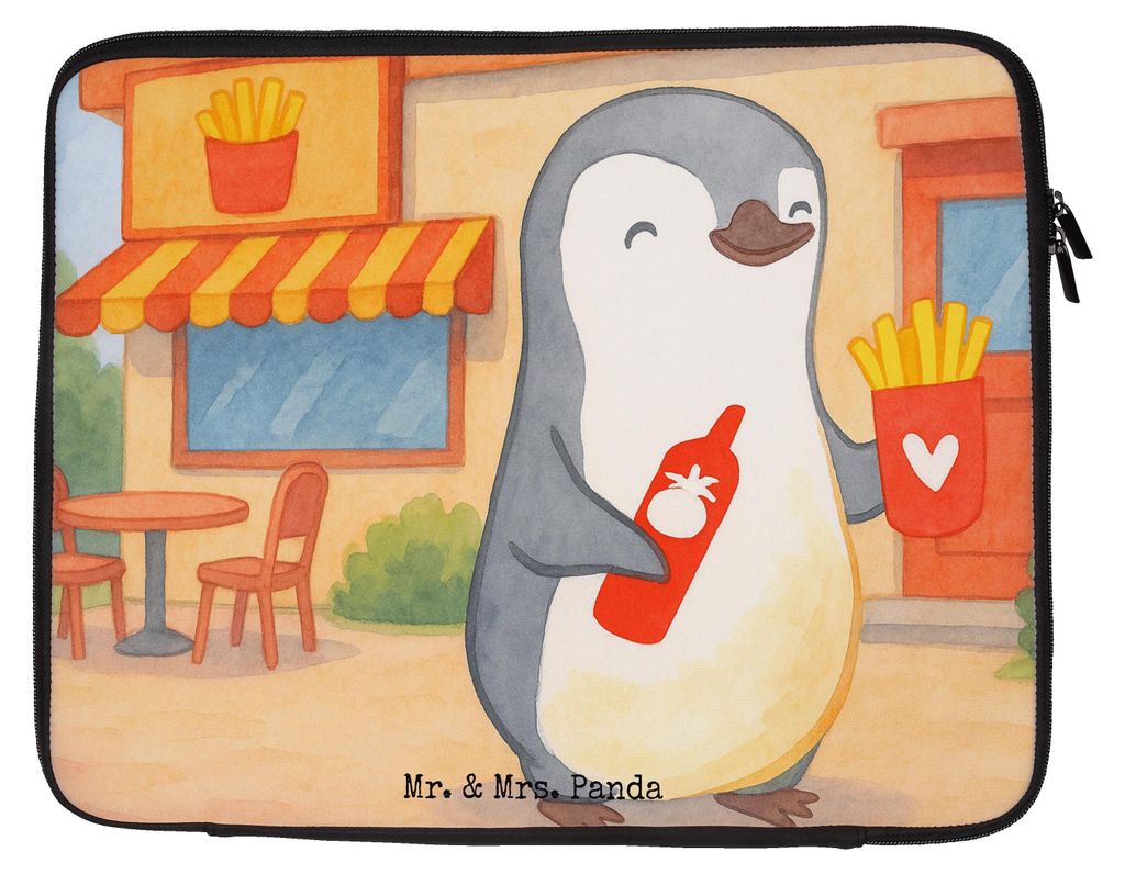 Mr. & Mrs. Panda Laptop Sleeve Pinguin Pommes Design 20 x 28 cm - Weiß - Geschenk, Laptoptasche, für Freundin, Tasche, Hochzeitstag, Valentinstag...