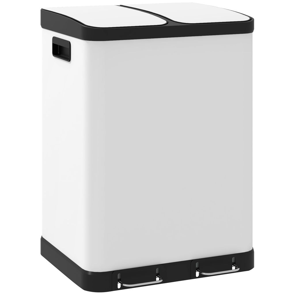 HOMCOM Küchen-Mülleimer, 2 x 30 l, Treteimer aus Edelstahl Produktbild 