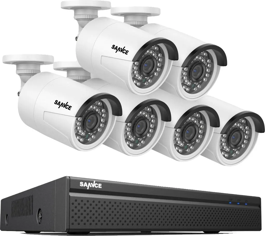 Kit vidéo surveillance PoE 3MP complet avec 6 caméras dômes IP ext