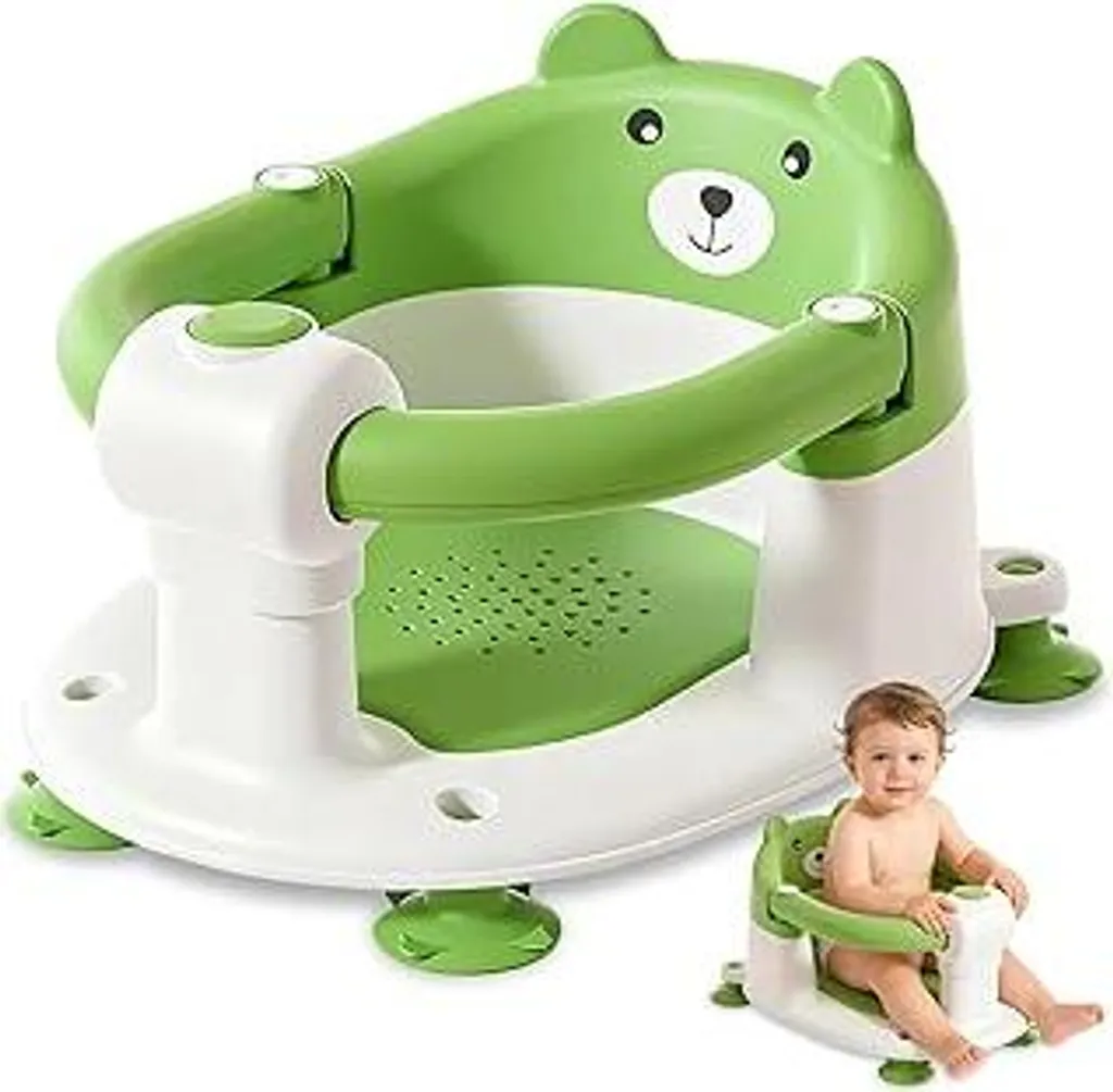 Seggiolino Doccia Neonato Verde: Testato Antiscivolo e Protezione 360°