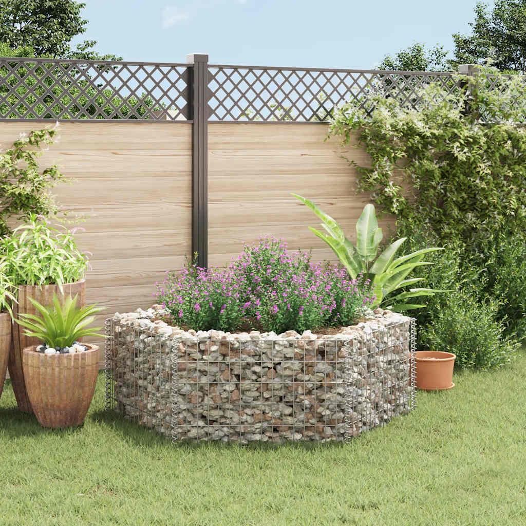 vidaXL Sechseckiges Gabionen-Hochbeet 160×140×50 cm Produktbild 
