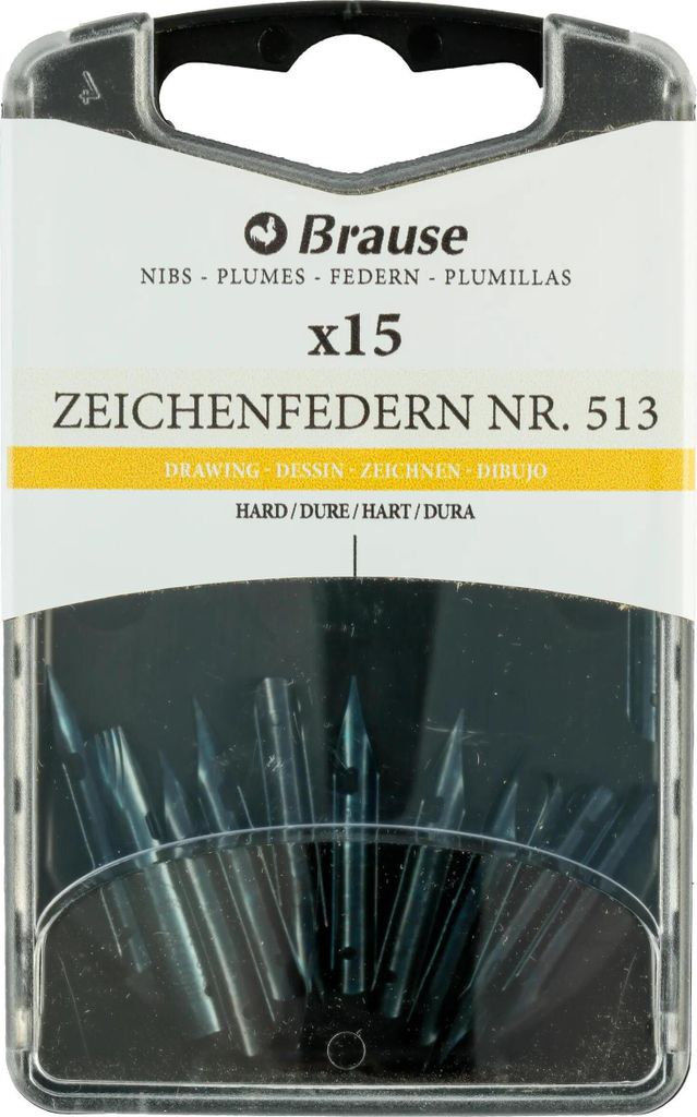 Brause Schachtel mit 15 Zeichenfedern, hart und fein 150513B