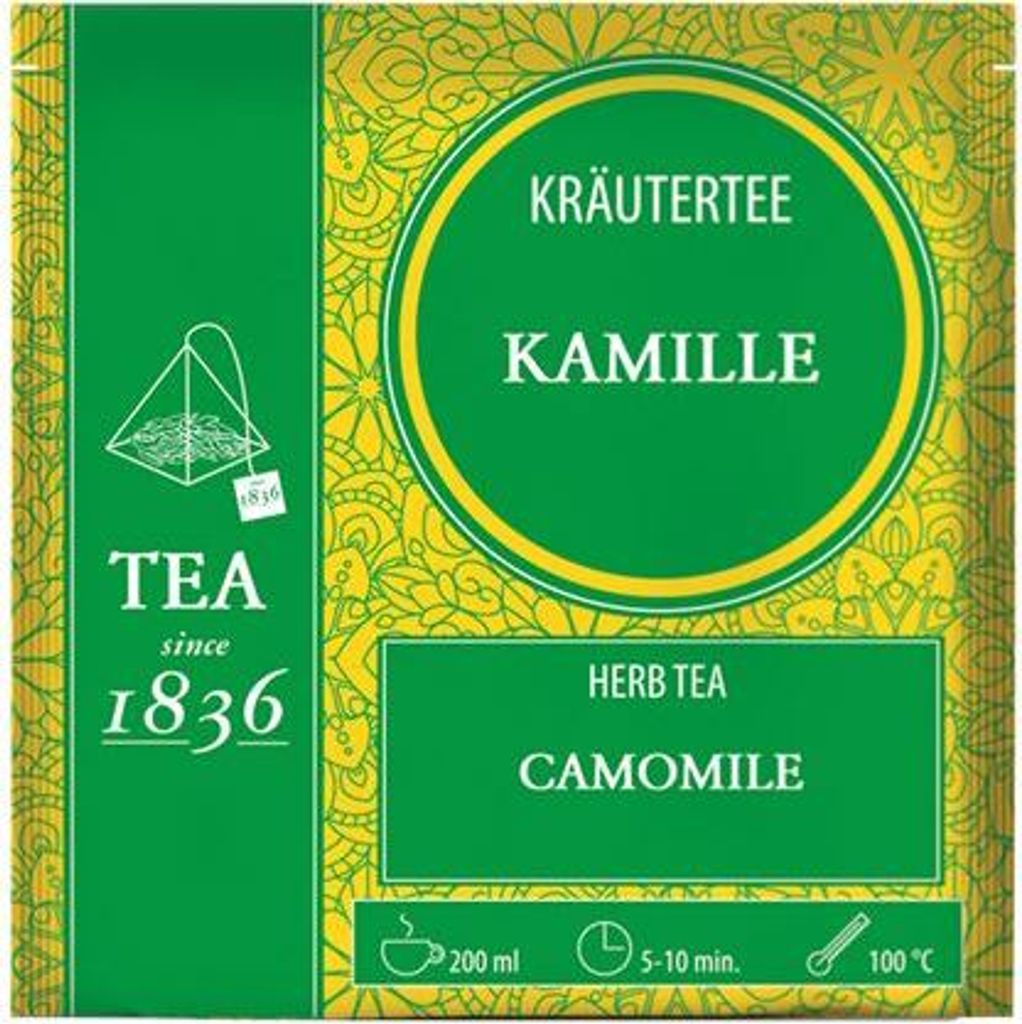 Kräutertee Kamille ohne Zusatz von Aroma 50 Pyramidenbeutel im Sachet à 2 g