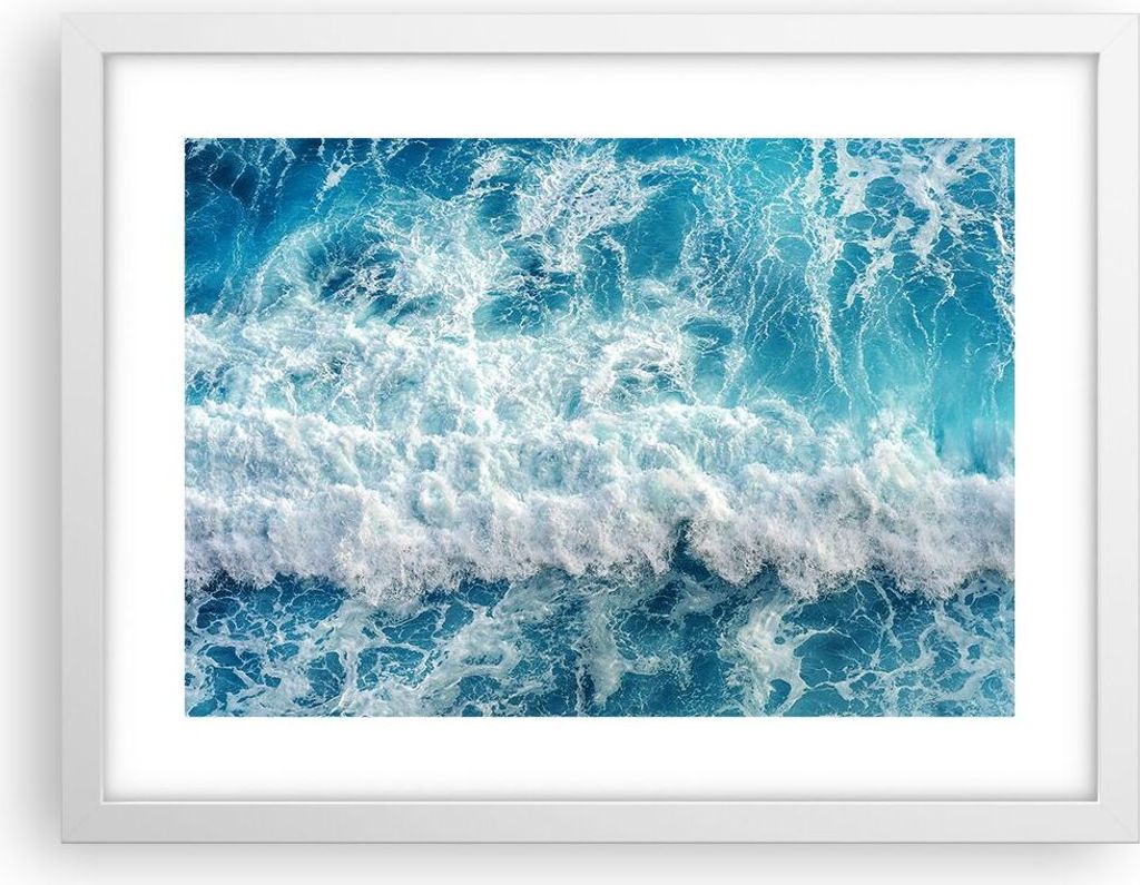 Gerahmtes Poster - Weißer Rahmen - Meer Welle Ozean - 40x30 cm - Wand Bild - Wanddeko - Wandbilder - Kunstposter - Wandposter - Bilderrahmen - Bil...