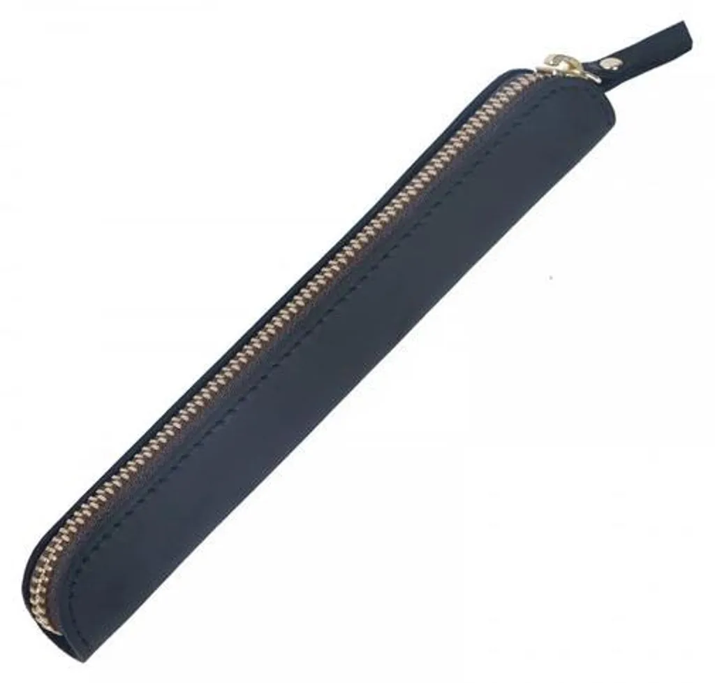 Pochette stylos en cuir véritable souple et fermeture zippée