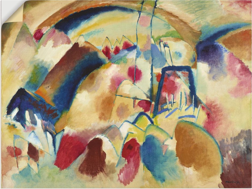 ARTland Wandbild, selbstklebend Landschaft mit Kirche Größe: 80x60 cm