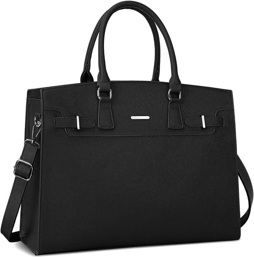 Borsa Porta PC 15.6 Pollici Scuola Donna Nera Grande Pelle PU