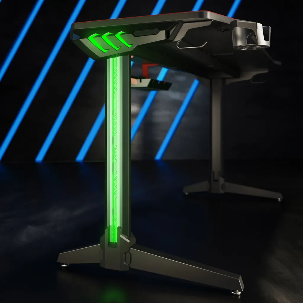 Bureau de Gaming d'Angle avec LED 140cm - Table Informatique L-Forme - 10