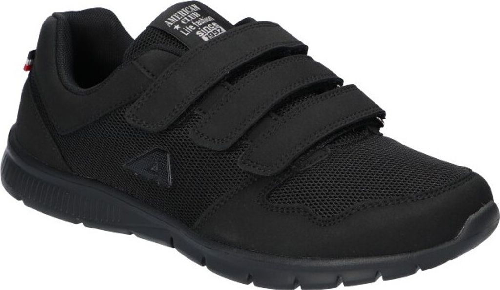 AMERICAN CLUB WT26 Sportschuhe für Herren mit Klettverschluss, Sneaker, Schuheinlage "MEMORY FOAM SYSTEM", Leichte und luftige Schuhe, Schwarz 46