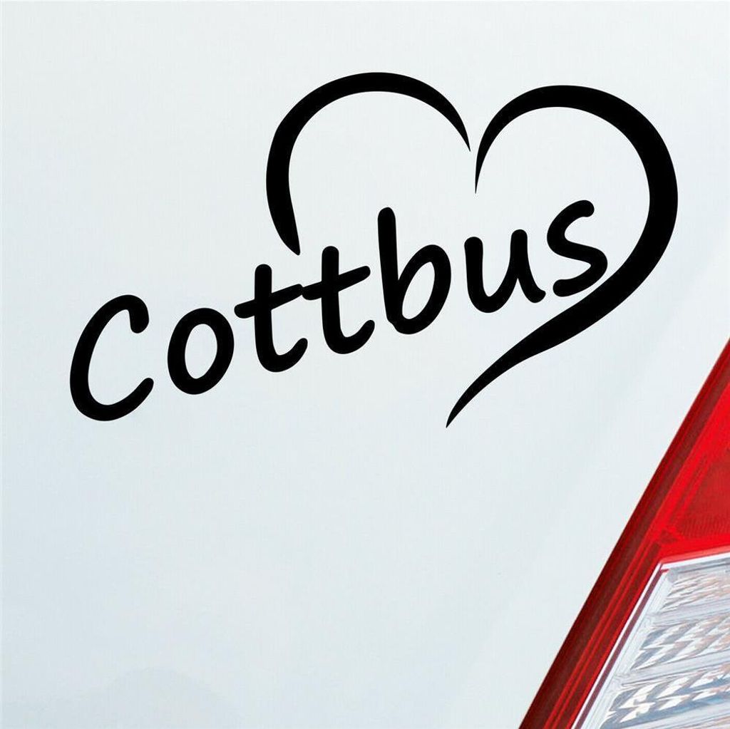 Auto Aufkleber Cottbus Herz Stadt City Liebe Love Heimat 12x8 cm Schwarz Glanz Sticker Heckscheibenaufkleber