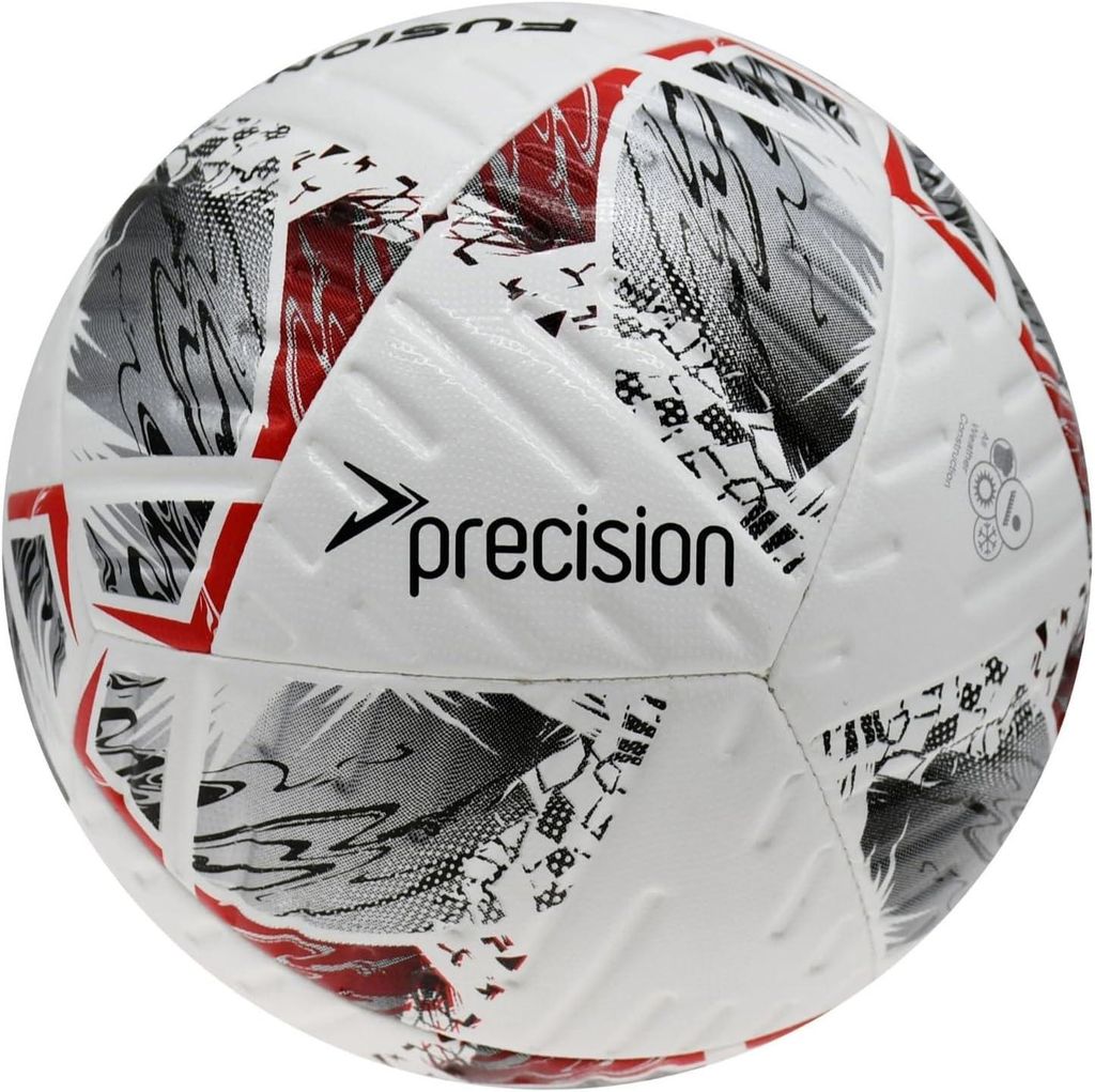 Precision Fußball Fusion+ FIFA Trainingsball weiß silber rot schwarz Größe 4