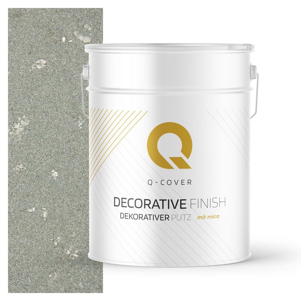Dekorativer Putz mit Mica 15 kg – Hellgrau mit silberem Mica D901 – Strukturputz Innen & Außen, wetterfest Q-COVER