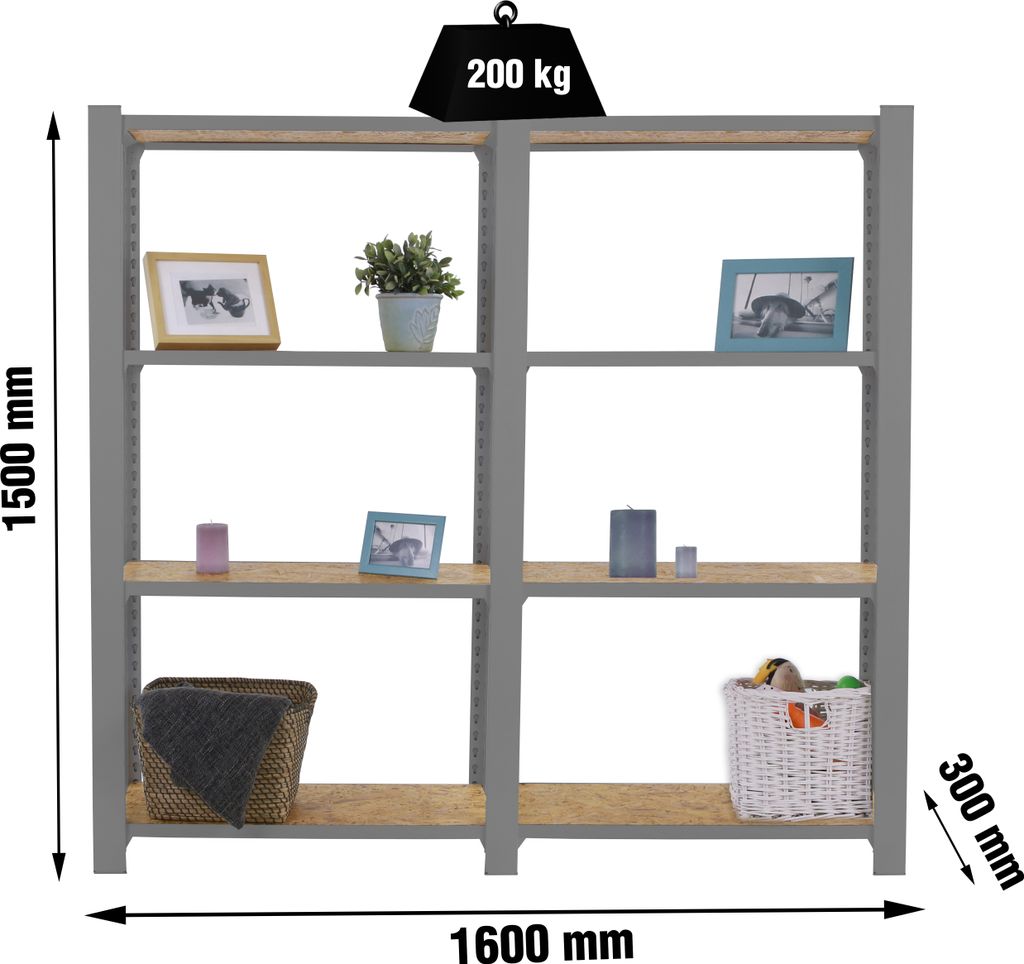 OFFICLICK 4/300 MADEIRA 1600 CINZA/OSB Metallregal