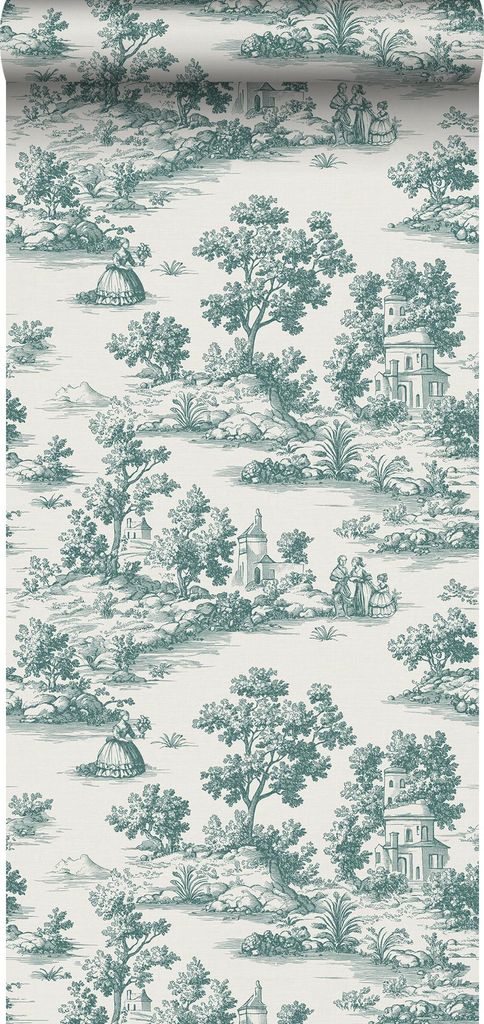 Sanders & Sanders Tapete Toile de Jouy Grün 53 cm x 10 m
