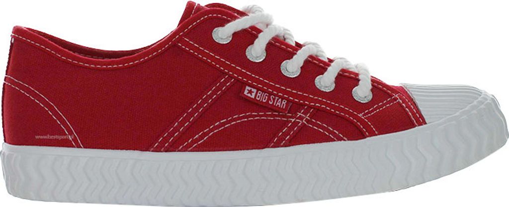Klassische Frauen Big Star Turnschuhe rot Stoff leicht 38