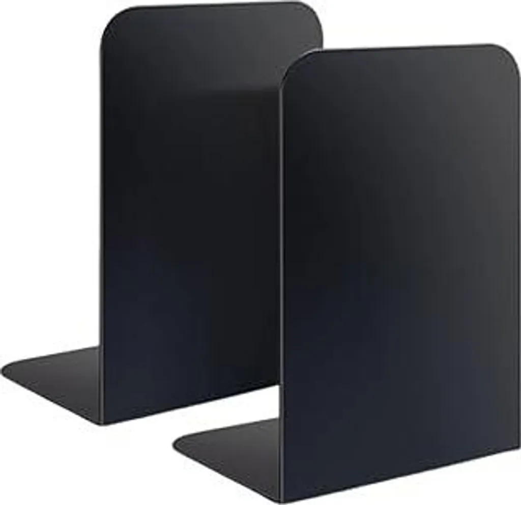 2 Reggilibri Metallo Nero Antiscivolo | Supporto Libri 21x9x13,5cm