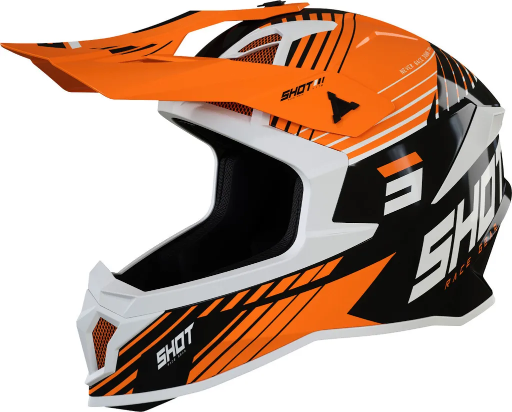 Casque motocross Shot Lite Fury Noir et Orange Taille S 55-56 cm léger