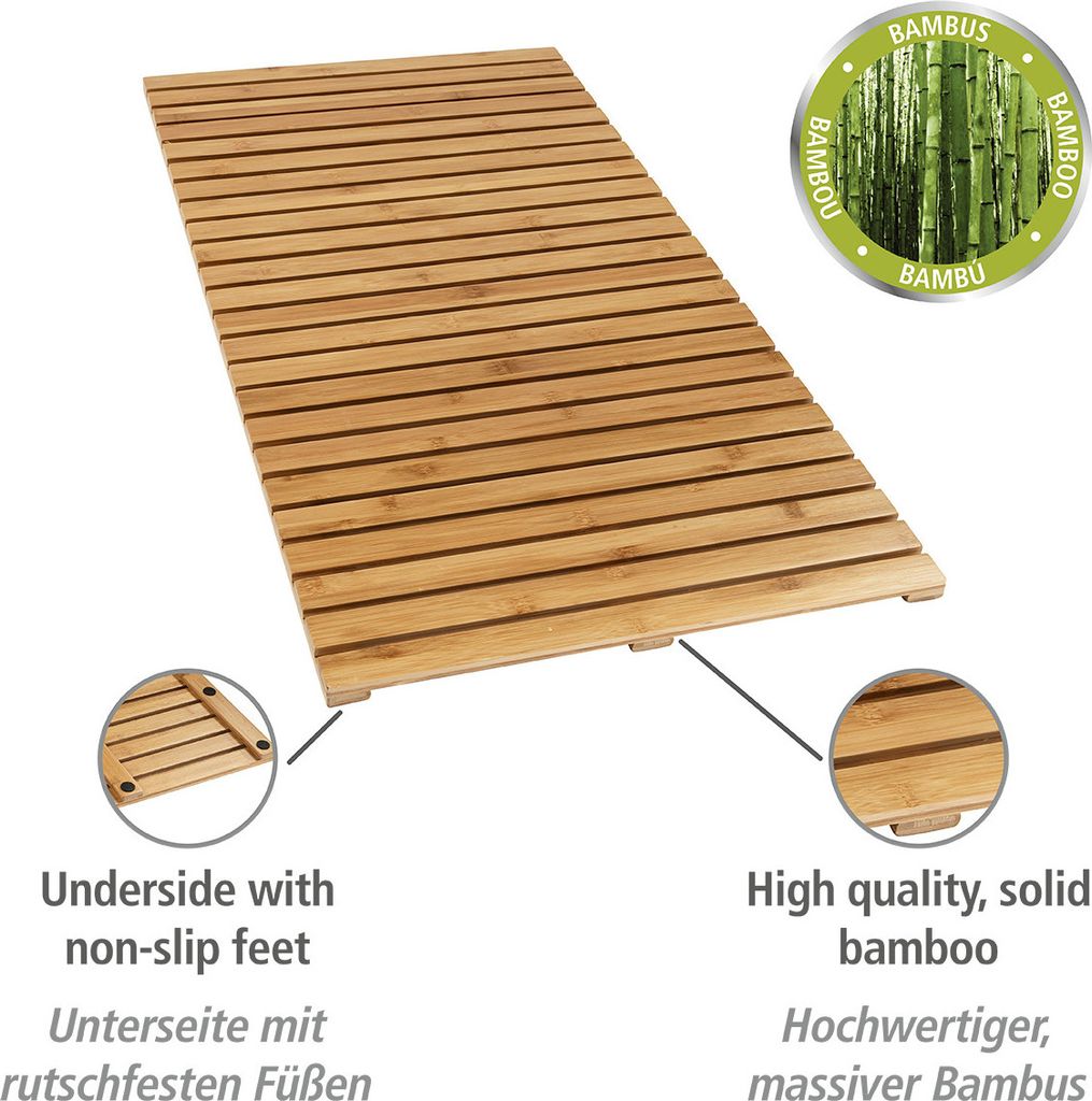 WENKO Baderost Indoor Outdoor Bambus Vorleger 100x50 cm