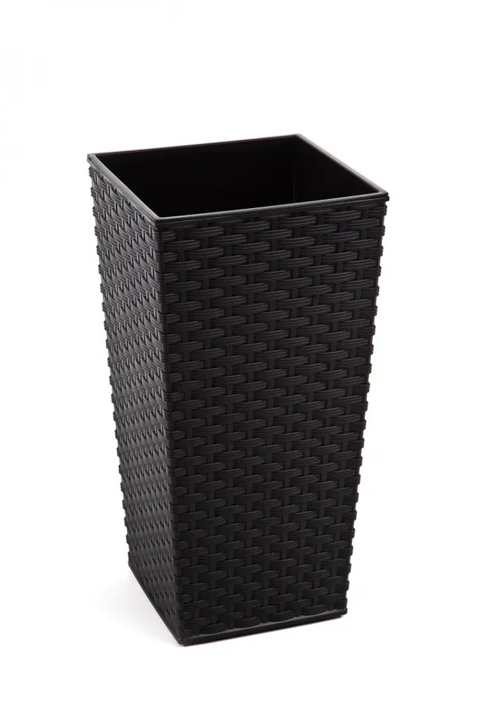Pot de Fleurs Décoratif 75 cm Noir pour Salon et Terrasse Finezia Ratan