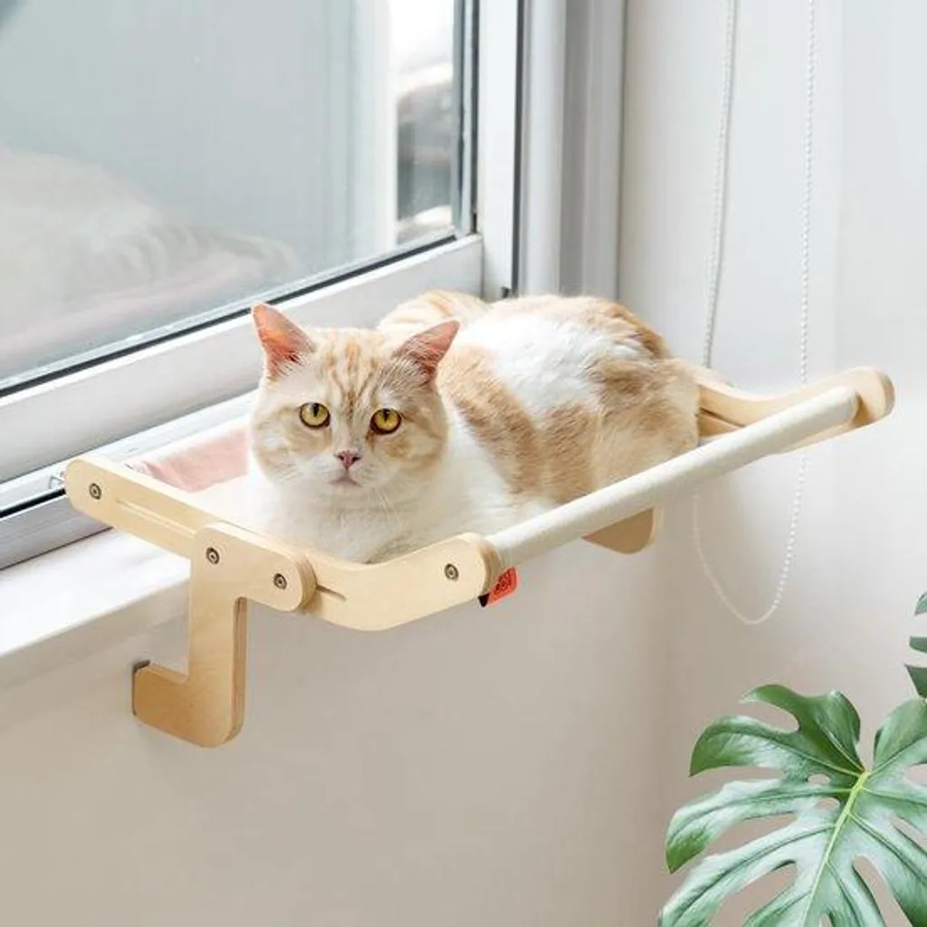 Tour pour chat pour dormir et jouer - Hamac de relaxation rose et vert