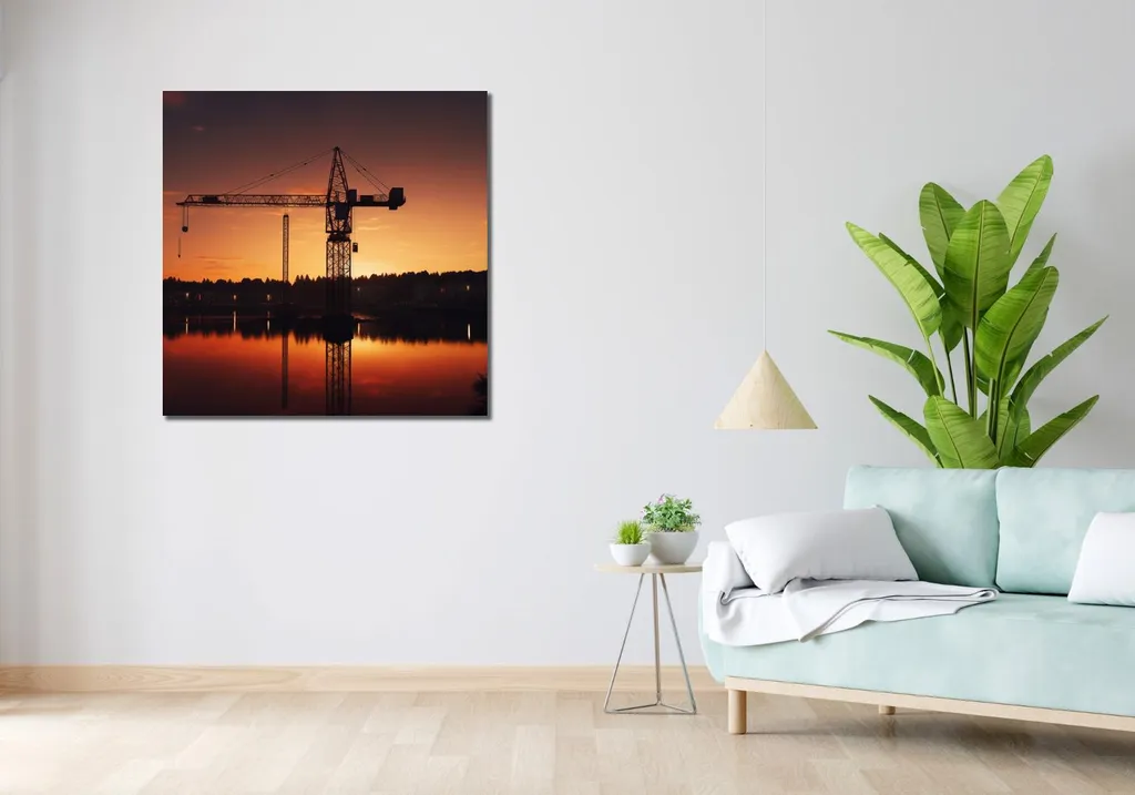 Quadro 90x90 cm Tramonto sul Gru | Tela Moderna per Soggiorno Design - 2
