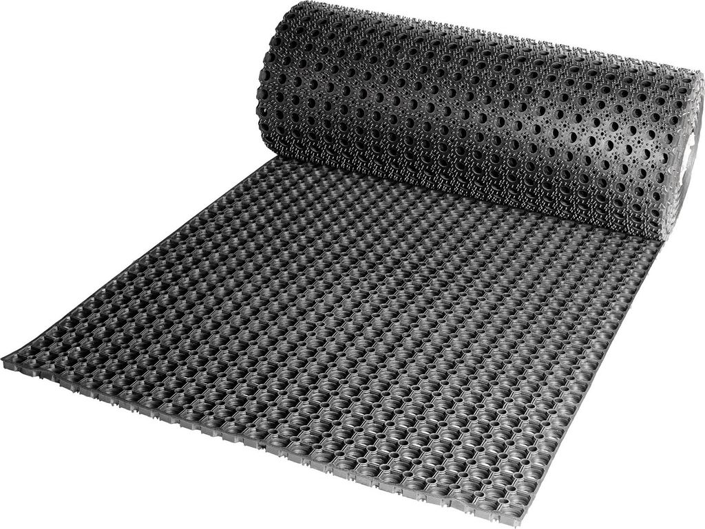 Gummimatte Ringgummimatte Grip 3 Stärken Wabenmatte Meterware Lochmatte 100x260cm Schwarz Fußmatte