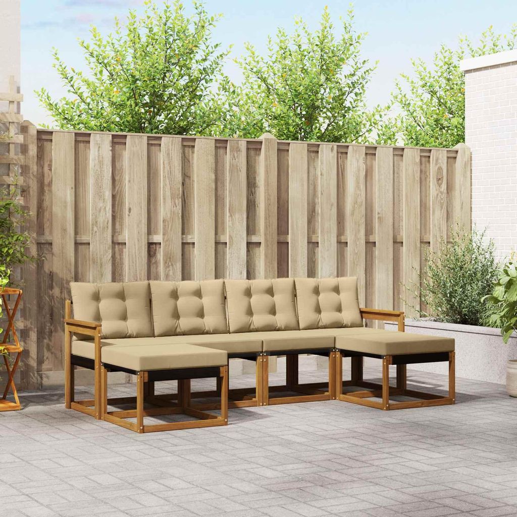 "Neues Produkt" Outdoor-Sofagarnitur ANTI-UV - CLORIS - mit Kissen - 6 pcs - Natur und Beige - Modern Gartensofas V531