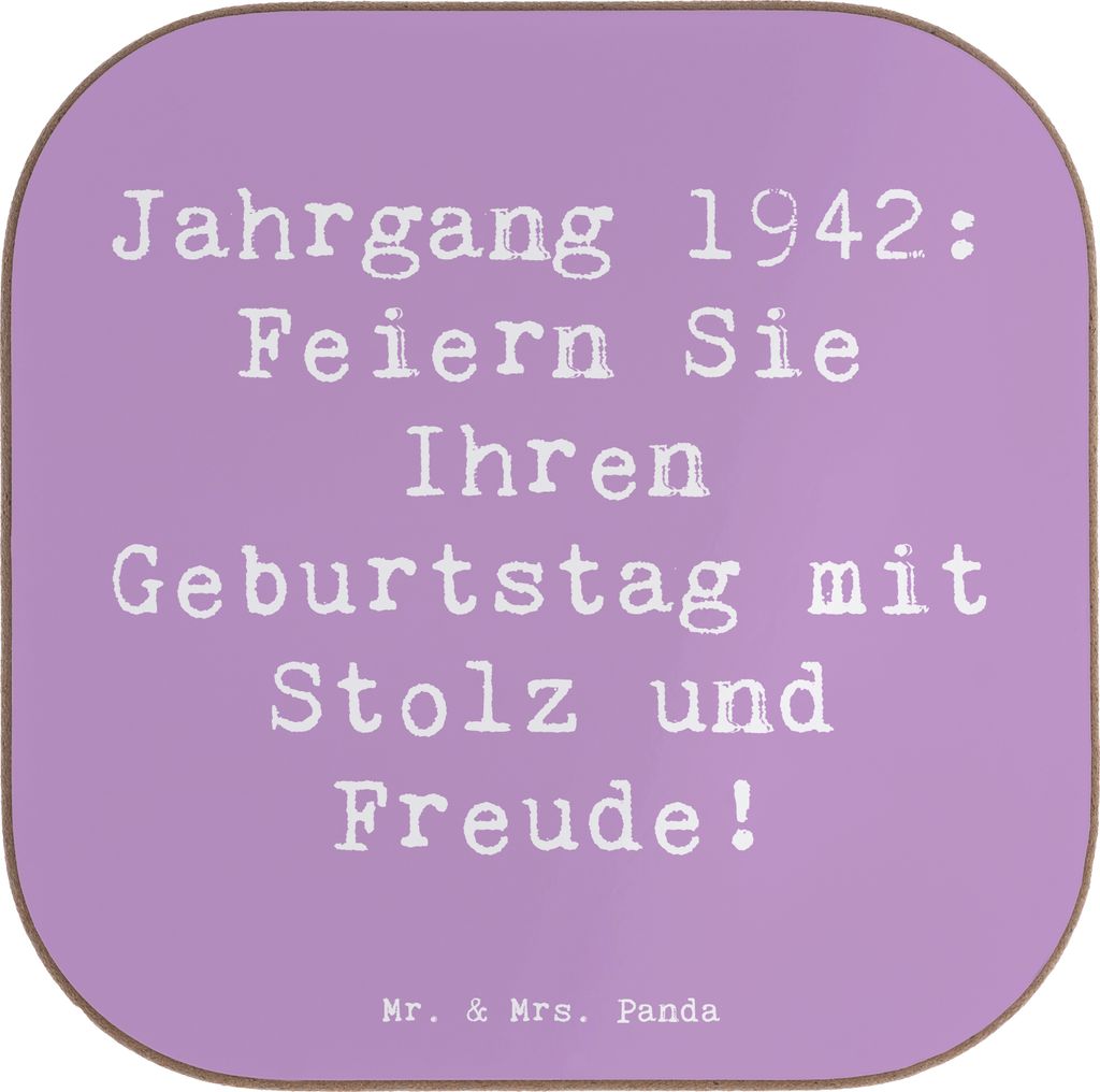 Mr. & Mrs. Panda Tischuntersetzer Spruch 1942 Geburtstag - Lavendeltraum - Geschenk, Untersetzer für Gläser, Coaster, Jahrgang, unvergessliche Mo...