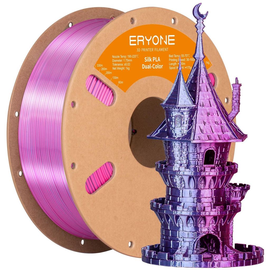 PLA Filament 1kg - Silk Dual Color 3D Druckerfilament - 1,75mm Durchmesser - ±0,03mm Toleranz - Für FDM 3D Drucker - Rosarot/Blau