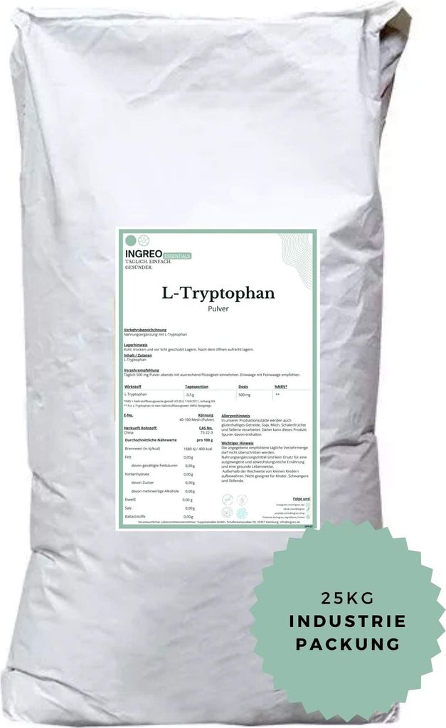 L-Tryptophan Pulver (40-100 Mesh) – 25 kg