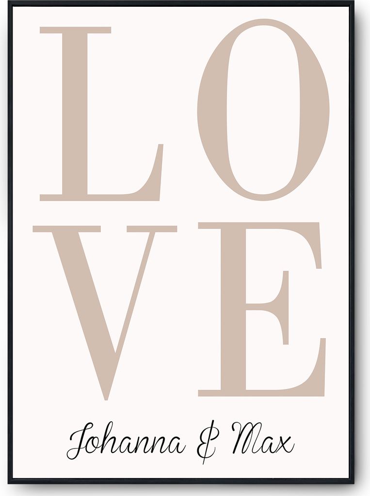 LOVE Partner Poster Personalisiert mit Namen Geschenk zur Hochzeit Poster für Paare Verlobte – DIN A3 (29.7x42cm)