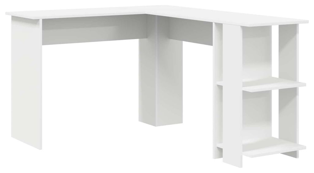 Biurko Narożne Z Przechowaniem Białe 140X113,5X75Cm Zdjęcie produktu 