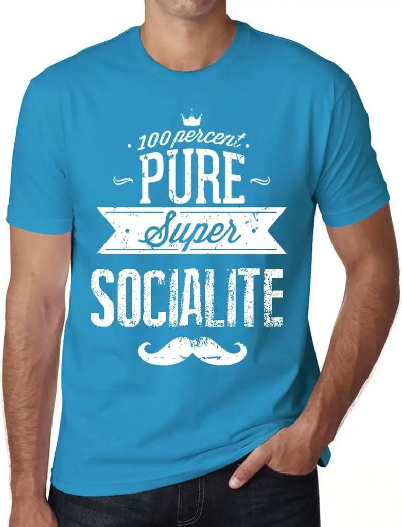 Herren Grafik T-Shirt 100% Pure Super Socialite Öko-Verantwortlich Vintage Jahrgang Kurzarm Lustige Druck Geburtstag Geschenk Mann