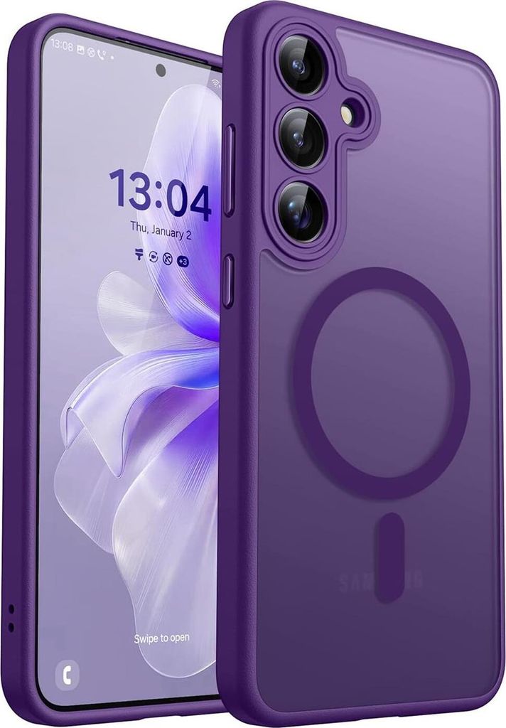Conie Zoya Magsafe Schutzhülle für Samsung Galaxy S25 Plus Hybrid Hard Silikon Case Magnet Cover Hülle mit Kamera Schutz in Lila