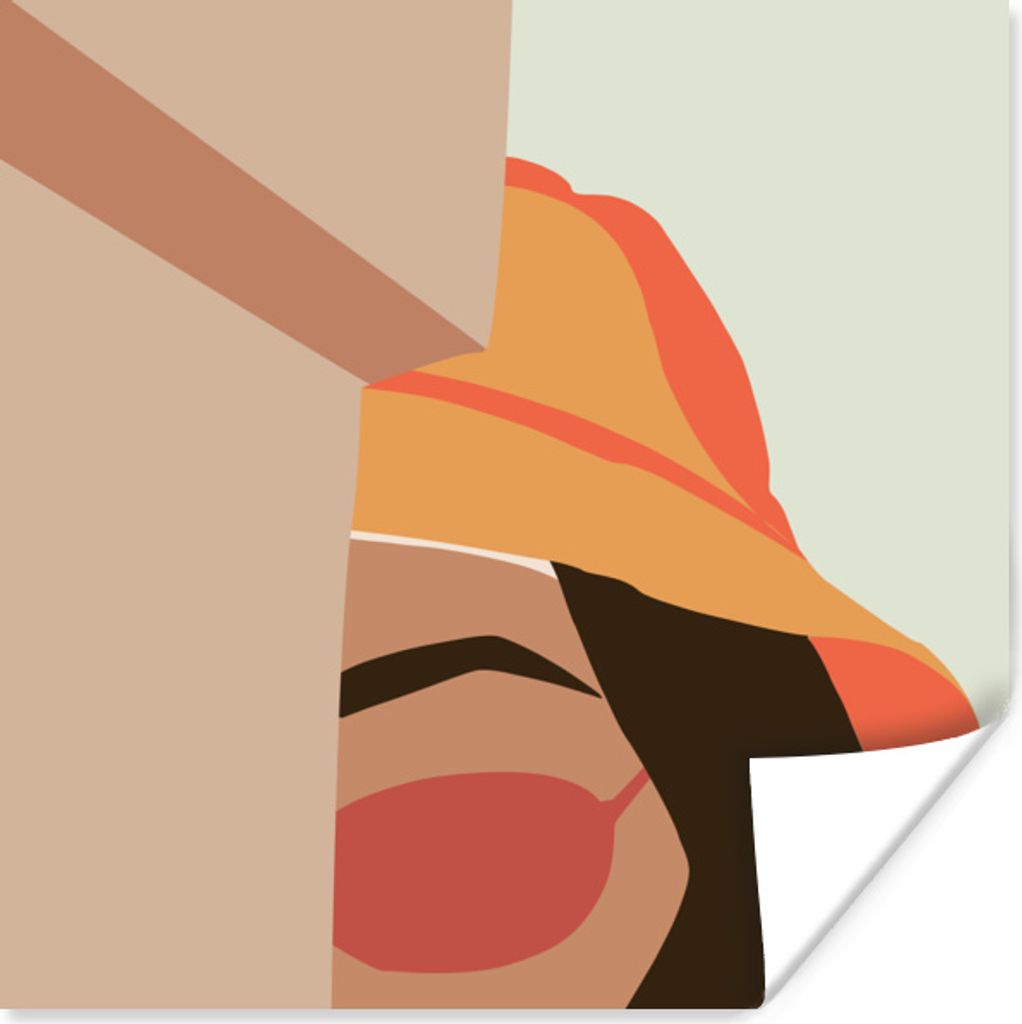 MuchoWow Poster Frau - Hut - Sonnenbrille 75x75 cm - Wand Dekoration