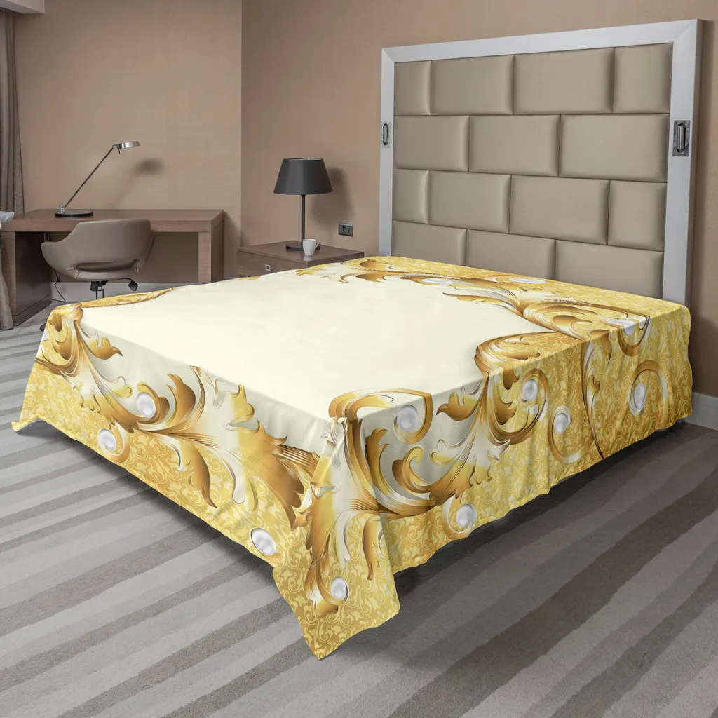 Drap de lit décoratif baroque jaune crème pour rénover votre literie