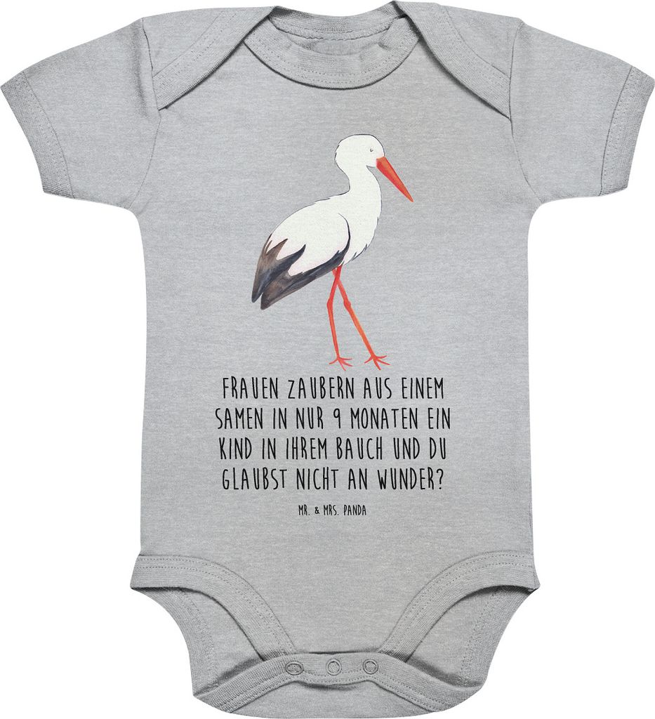 Mr. & Mrs. Panda babykleidung body Storch 3. - 6. Monat - Heather Grey - Geschenk, Mütter, Schwanger, Baby, Lustige Sprüche, overall, Babybody, S...